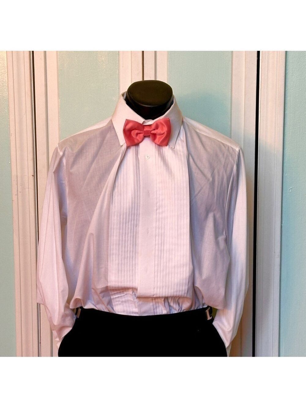 Coral Reef Orange Pink Wedding Prom Tuxedo Pre Tied clip Bow tie bowtie